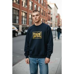 Supreme Everlasting Men's Medium Warm Up Sweatshirt Navy Blue
